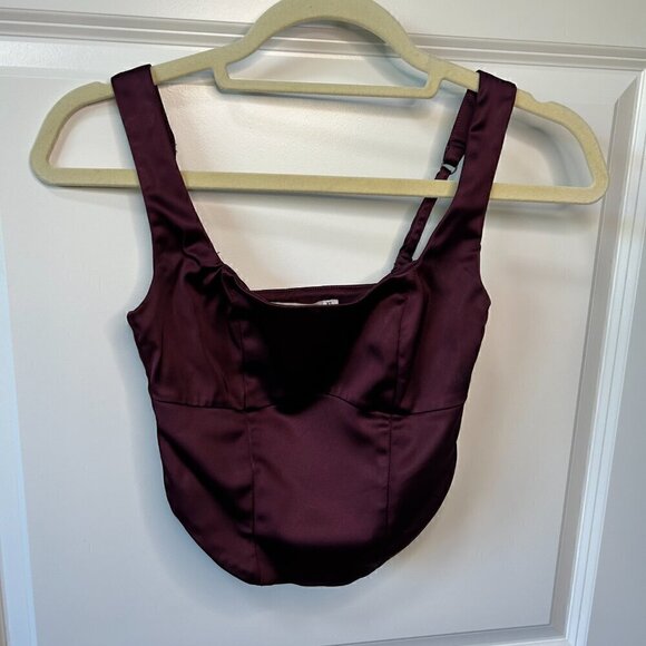 Abercrombie & Fitch Satin Sculpt Squareneck Top Purple EUC Size XS - Picture 3 of 4